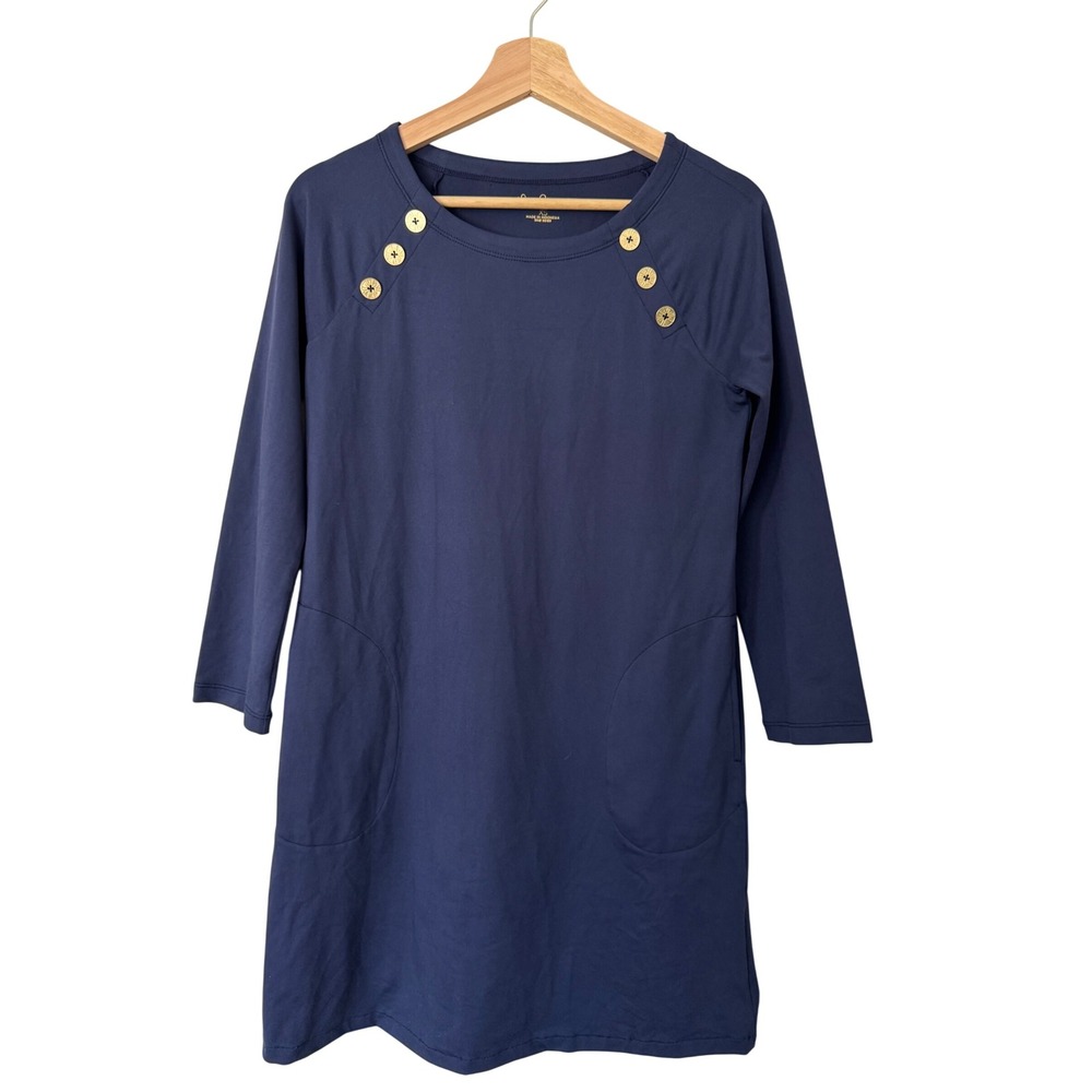 Lilly‎ Pulitzer Kaelin UPF 50+ Dress True Navy 3/4 Sleeve Size XS